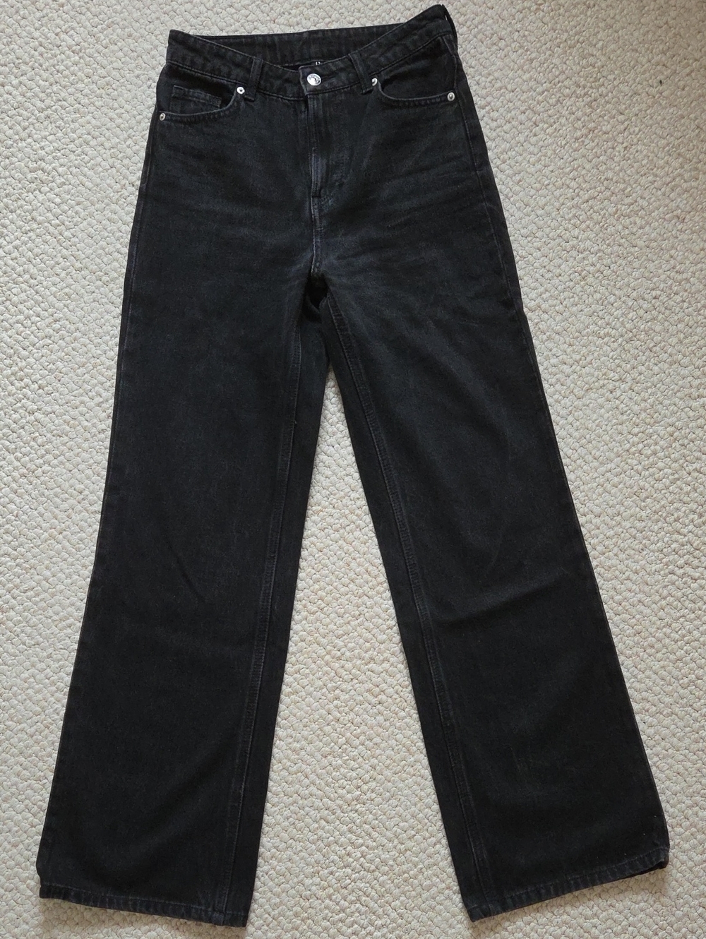 H&M Black High-Rise Wide-Leg Jeans
